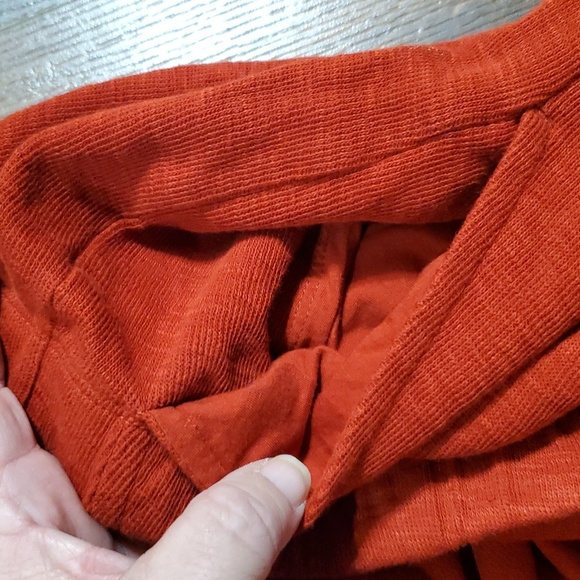 Eileen fisher organic cotton knit rust red orange pocket crop wide leg pants - Picture 5 of 8